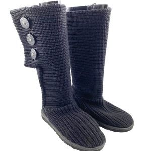UGG 5819 Classic Cardy Black Knit Tall Sweater Boots Women's 6